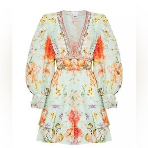 Camilla V-neck Floral Button Mini